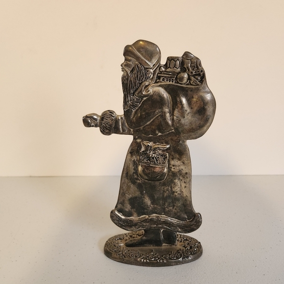 Vintage Silver Plated Santa Claus Standing Figurine Christmas Home Decor 90s - Picture 1 of 7